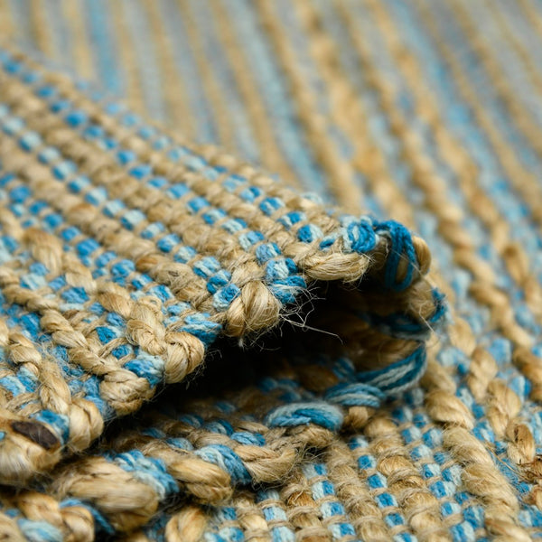 AMER Rugs Naturals NAT-1 Flat-Weave Striped Farmhouse Area Rug Blue 8' x 10'