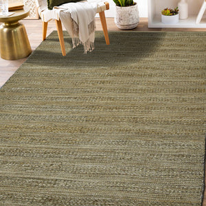 AMER Rugs Naturals NAT-2 Flat-Weave Striped Farmhouse Area Rug Brown 8' x 10'