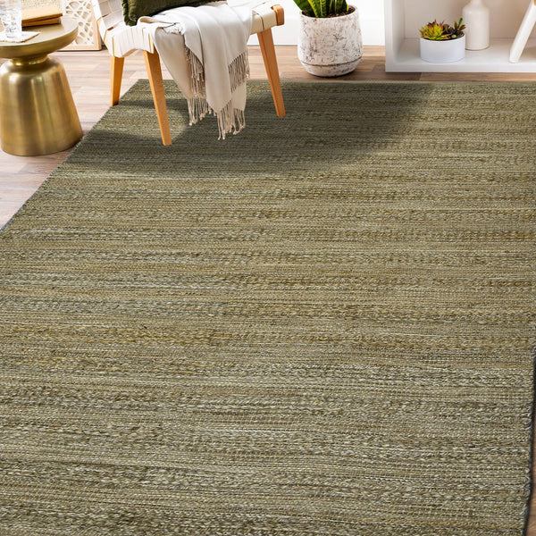 AMER Rugs Naturals NAT-2 Flat-Weave Striped Farmhouse Area Rug Brown 8' x 10'
