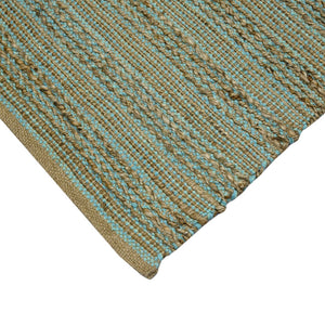 AMER Rugs Naturals NAT-5 Flat-Weave Striped Farmhouse Area Rug Aqua 8' x 10'