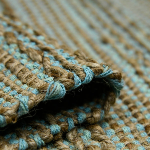 AMER Rugs Naturals NAT-5 Flat-Weave Striped Farmhouse Area Rug Aqua 8' x 10'