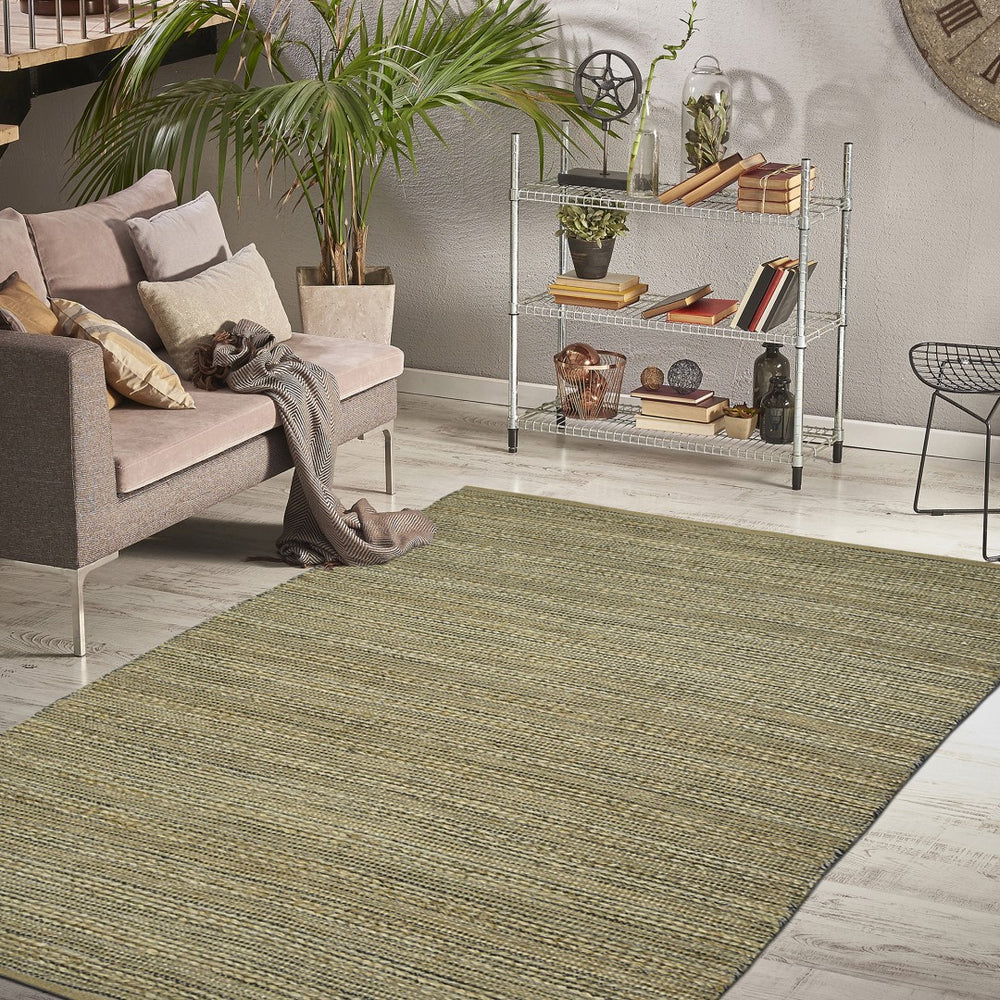 AMER Rugs Naturals NAT-6 Flat-Weave Striped Farmhouse Area Rug Dark Gray 8' x 10'
