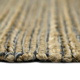 AMER Rugs Naturals NAT-6 Flat-Weave Striped Farmhouse Area Rug Dark Gray 8' x 10'