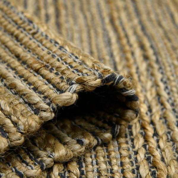 AMER Rugs Naturals NAT-6 Flat-Weave Striped Farmhouse Area Rug Dark Gray 8' x 10'