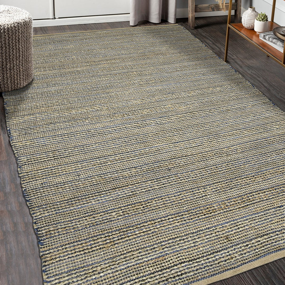 AMER Rugs Naturals NAT-7 Flat-Weave Striped Farmhouse Area Rug Navy 8' x 10'