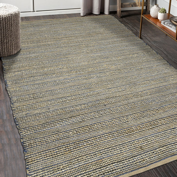 AMER Rugs Naturals NAT-7 Flat-Weave Striped Farmhouse Area Rug Navy 8' x 10'