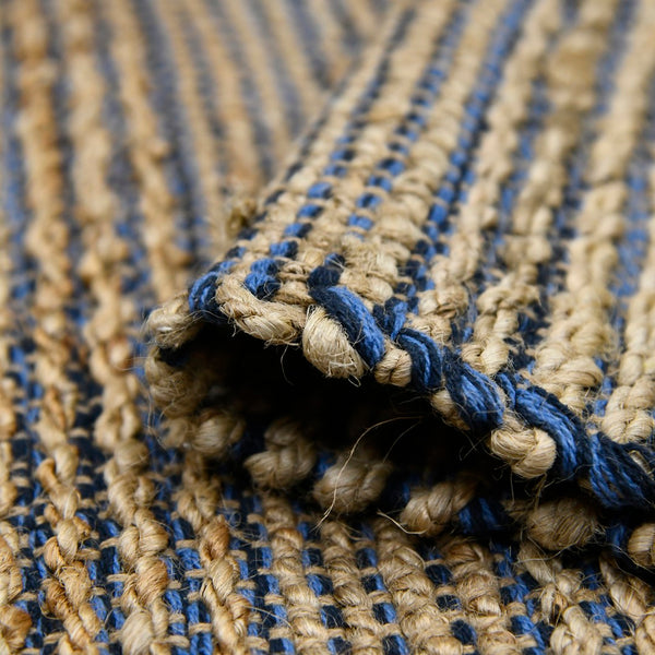 AMER Rugs Naturals NAT-7 Flat-Weave Striped Farmhouse Area Rug Navy 8' x 10'