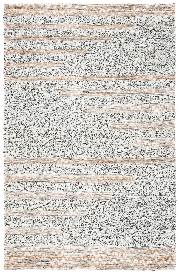 Natura Hand Loomed 65% Wool, 25% Jute, 10% Cotton Contemporary Rug Ivory / Black 65% Wool, 25% Jute, 10% Cotton NAT720Z-5