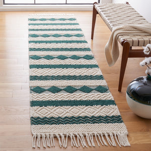 Natura 851 Hand Woven 100% Wool Pile Bohemian Rug Ivory / Green 100% Wool Pile NAT851Y-29