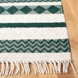 Natura 851 Hand Woven 100% Wool Pile Bohemian Rug Ivory / Green 100% Wool Pile NAT851Y-5