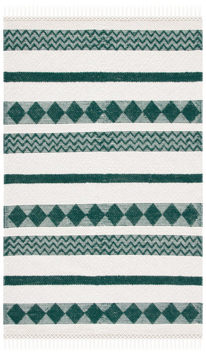 Natura 851 Hand Woven 100% Wool Pile Bohemian Rug Ivory / Green 100% Wool Pile NAT851Y-5