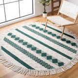 Natura 851 Hand Woven 100% Wool Pile Bohemian Rug Ivory / Green 100% Wool Pile NAT851Y-6R