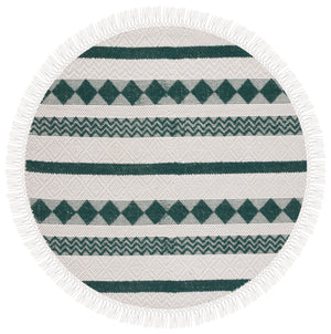 Natura 851 Hand Woven 100% Wool Pile Bohemian Rug Ivory / Green 100% Wool Pile NAT851Y-6R