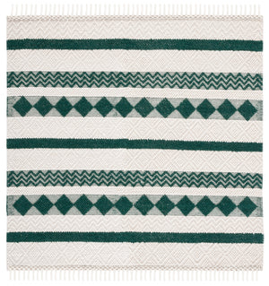 Natura 851 Hand Woven 100% Wool Pile Bohemian Rug Ivory / Green 100% Wool Pile NAT851Y-6SQ