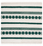 Natura 851 Hand Woven 100% Wool Pile Bohemian Rug Ivory / Green 100% Wool Pile NAT851Y-6SQ