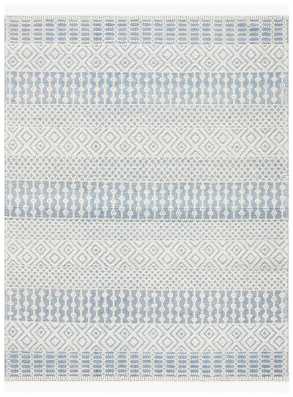 Natura 852 Bohemian Hand Loomed Wool Pile Rug Ivory / Blue