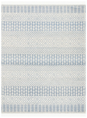 Natura 852 Bohemian Hand Loomed Wool Pile Rug Ivory / Blue