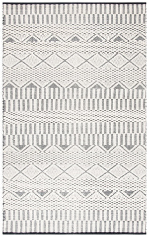 Natura 853 Bohemian Hand Woven 100% Wool Pile Rug Ivory / Black