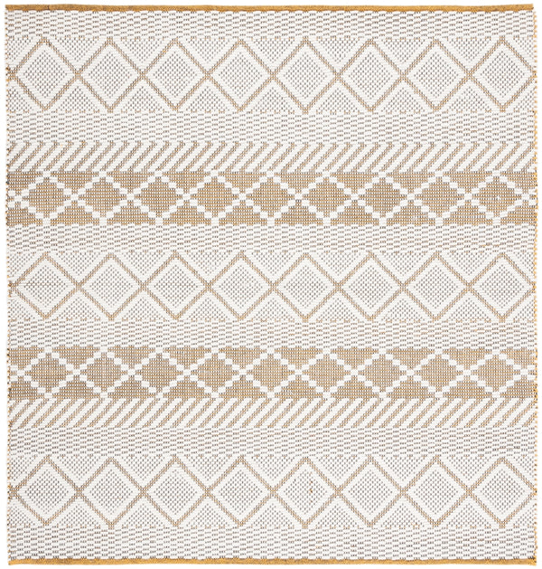 Natura 854 Hand Woven 100% Wool Pile Bohemian Rug Ivory / Yellow 100% Wool Pile NAT854C-6SQ
