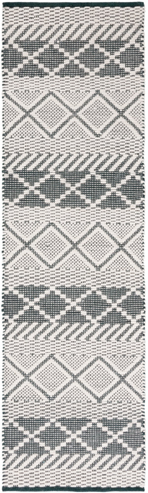 Natura 854 Hand Woven 100% Wool Pile Bohemian Rug Ivory / Green 100% Wool Pile NAT854Y-28