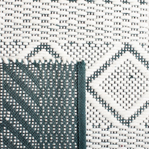 Natura 854 Hand Woven 100% Wool Pile Bohemian Rug Ivory / Green 100% Wool Pile NAT854Y-5