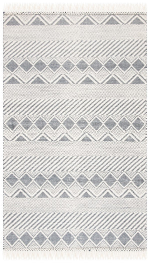 Natura 858 Bohemian Hand Woven 100% Wool Pile Rug Ivory / Charcoal
