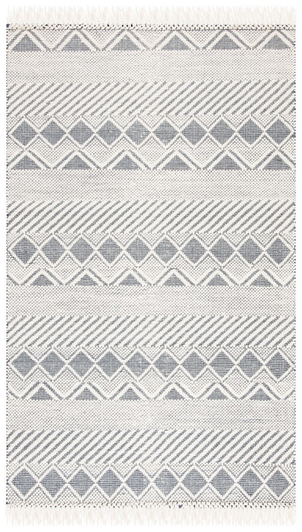 Natura 858 Hand Woven 100% Wool Pile Bohemian Rug Ivory / Charcoal 100% Wool Pile NAT858A-9