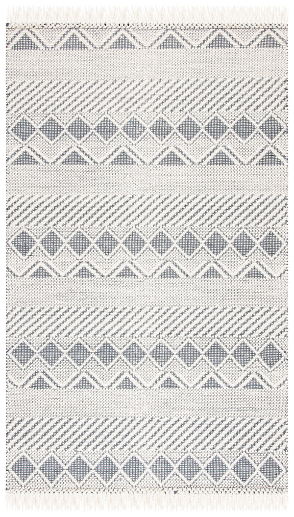 Natura 858 Hand Woven 100% Wool Pile Bohemian Rug Ivory / Charcoal 100% Wool Pile NAT858A-5