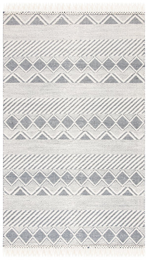 Natura 858 Hand Woven 100% Wool Pile Bohemian Rug Ivory / Charcoal 100% Wool Pile NAT858A-5