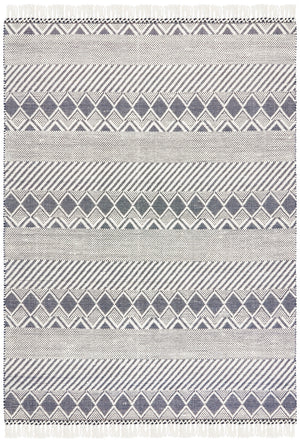 Natura 858 Hand Woven 100% Wool Pile Bohemian Rug Ivory / Charcoal 100% Wool Pile NAT858A-8