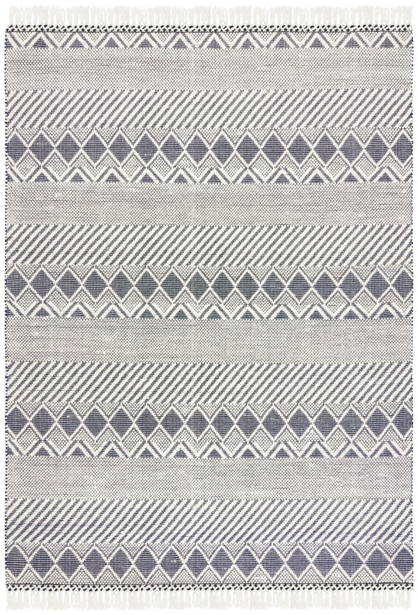 Natura 858 Hand Woven 100% Wool Pile Bohemian Rug Ivory / Charcoal 100% Wool Pile NAT858A-8