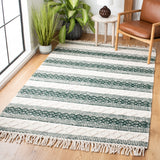 Natura 859 Hand Woven 100% Wool Pile Bohemian Rug Ivory / Green 100% Wool Pile NAT859Y-5