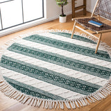 Natura 859 Hand Woven 100% Wool Pile Bohemian Rug Ivory / Green 100% Wool Pile NAT859Y-6R