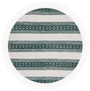 Natura 859 Hand Woven 100% Wool Pile Bohemian Rug Ivory / Green 100% Wool Pile NAT859Y-6R