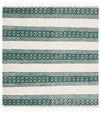 Natura 859 Hand Woven 100% Wool Pile Bohemian Rug Ivory / Green 100% Wool Pile NAT859Y-6SQ