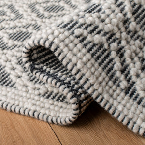 Natura 860 Hand Woven 100% Wool Pile Bohemian Rug Ivory / Black 100% Wool Pile NAT860A-5