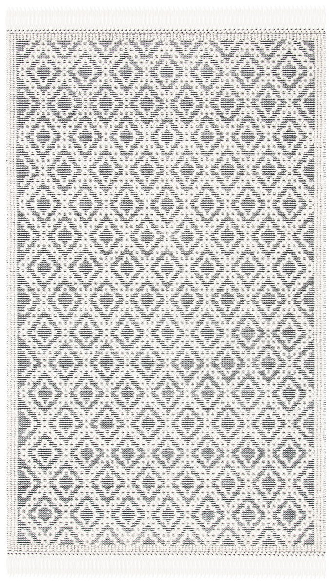 Natura 860 Hand Woven 100% Wool Pile Bohemian Rug Ivory / Black 100% Wool Pile NAT860A-9