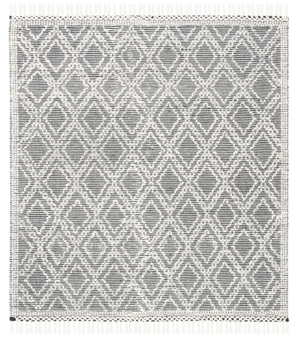Natura 860 Hand Woven 100% Wool Pile Bohemian Rug Ivory / Black 100% Wool Pile NAT860A-6SQ