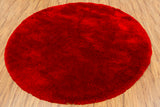 Chandra Rugs Naya 100% Polyester Hand-Woven Contemporary Shag Rug Red 7'9 Round