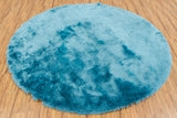 Chandra Rugs Naya 100% Polyester Hand-Woven Contemporary Shag Rug Blue 7'9 Round