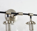 Bethel Polished Nickel & Black Wall Sconce in Glass & Stainless Steel