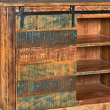 Dovetail Journee 65" Distressed Painted Reclaimed Hardwood Sliding Door Sideboard NE610