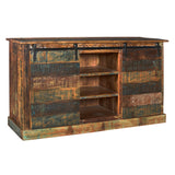 Dovetail Journee 65" Distressed Painted Reclaimed Hardwood Sliding Door Sideboard NE610