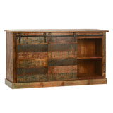 Dovetail Journee 65" Distressed Painted Reclaimed Hardwood Sliding Door Sideboard NE610