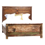 Dovetail Journee Distressed Painted Reclaimed Mango Wood Panel Bed NE89EK