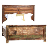 Dovetail Journee Distressed Painted Reclaimed Mango Wood Panel Bed NE89Q