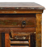 Dovetail Journee Distressed Painted Reclaimed Hardwood Storage Side Table with Shudder Front Doors NE90