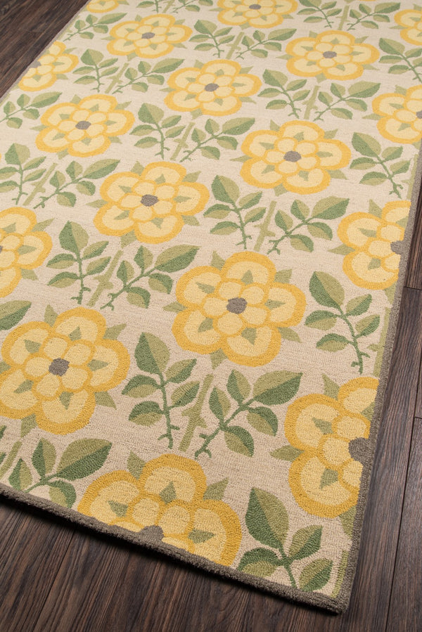 Momeni Newport NP-07 Hand Tufted Contemporary Floral Indoor Area Rug Yellow 9' x 12' NEWPONP-07YEL90C0