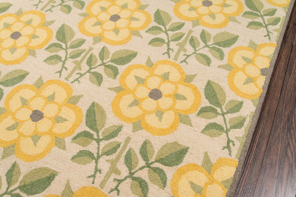Momeni Newport NP-07 Hand Tufted Contemporary Floral Indoor Area Rug Yellow 9' x 12' NEWPONP-07YEL90C0
