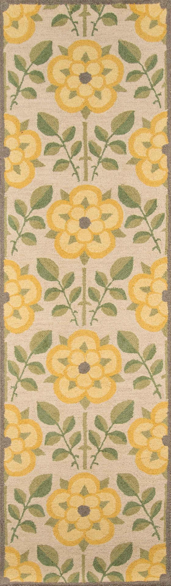 Momeni Newport NP-07 Hand Tufted Contemporary Floral Indoor Area Rug Yellow 9' x 12' NEWPONP-07YEL90C0